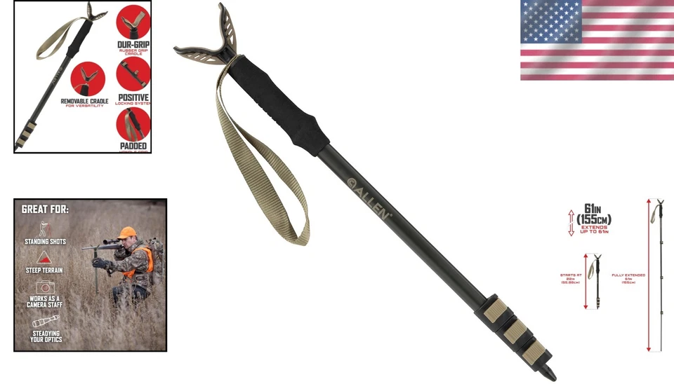 Bastão de tiro monopé ajustável - descanso de arma de alumínio leve e suporte para câmera - Imagem 2 de 4