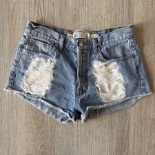 Melville High Rise Distressed Denim Shorts Women IT 40 S Light Blue Cotton Y2K