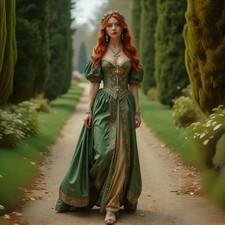 Medieval Prom Dress Sage Green A-Line Satin Off Shoulder Lace-up Short Sleeves