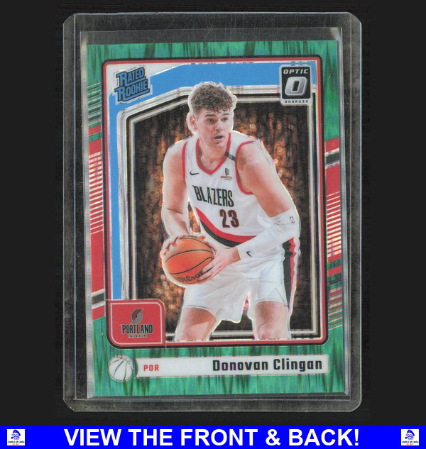 Donovan Clingan 2024 Donruss Optic Rated /149 Green Shock SSP RC Trail Blazers