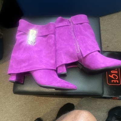 Rouge Women s US 9 Purple Faux Suede Ankle Booties Pointed Toe Block Heel Zip