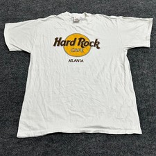 Hard Rock Cafe T-Shirt Mens Size Large White Atlanta Graphic Cotton Made in USA