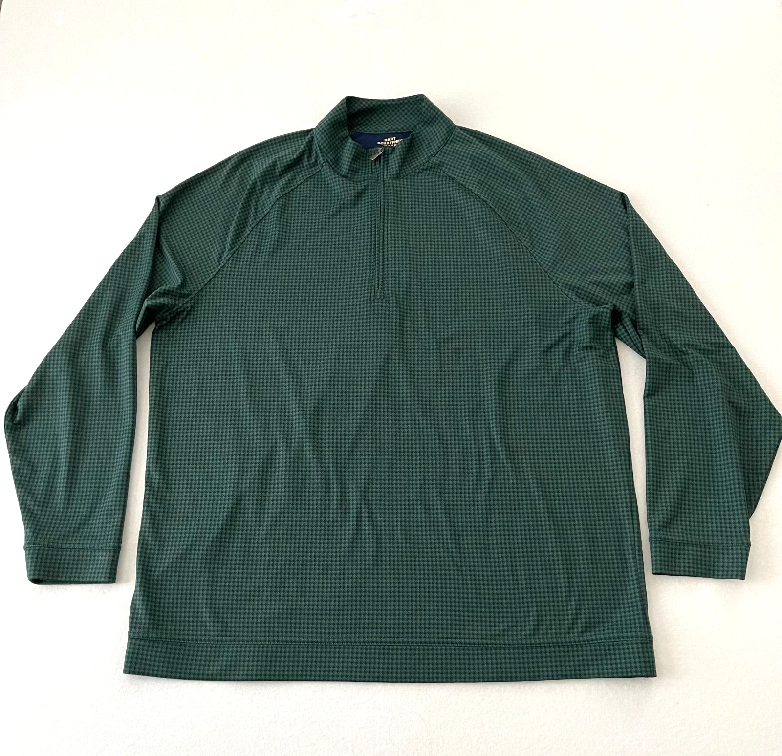 HART SCHAFFNER MARX Long Sleeve Luxury Performance Green 1/4 ZIP Shirt Sz XL