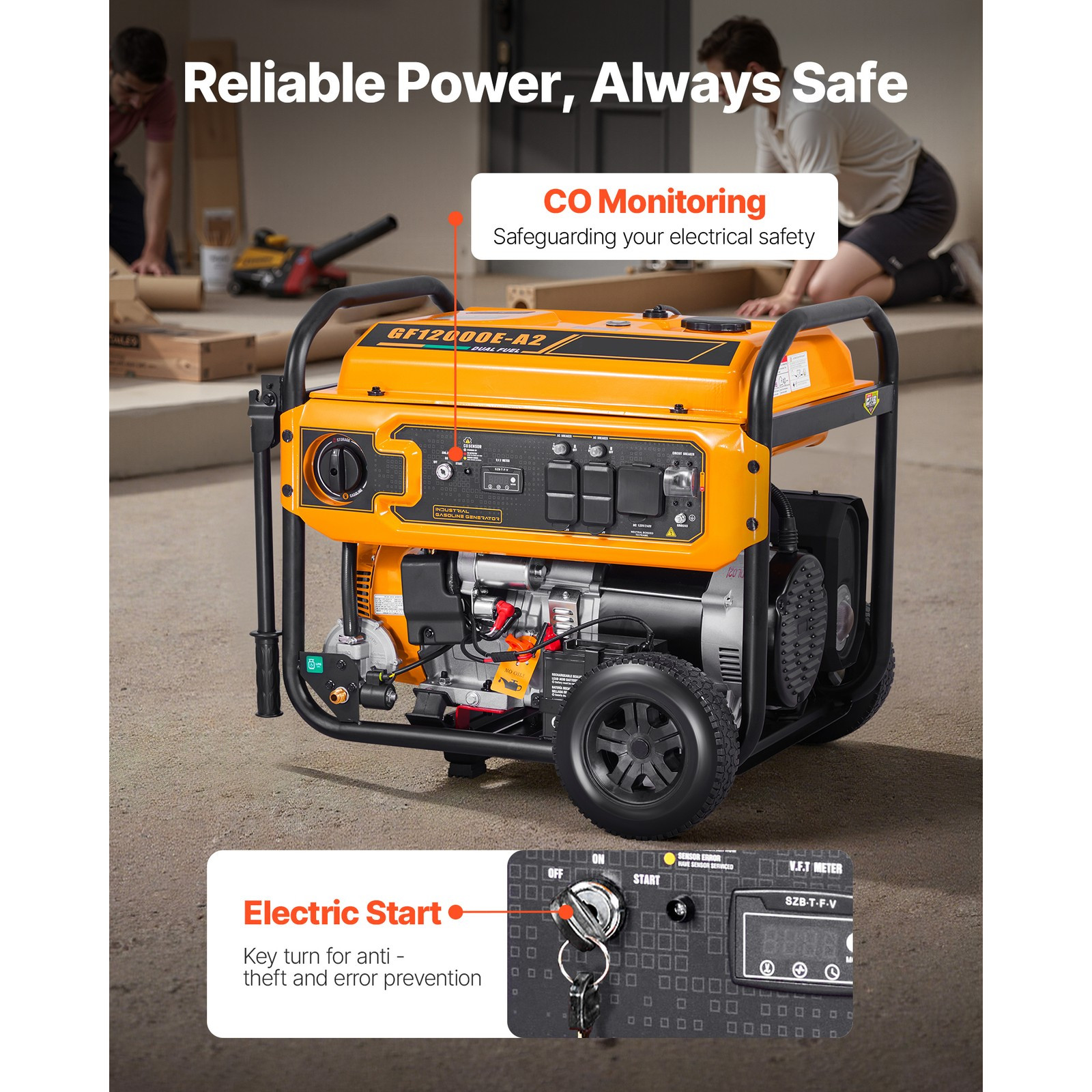 Portable Dual Fuel Generator, 13500W Gasoline & 12000W LPG P