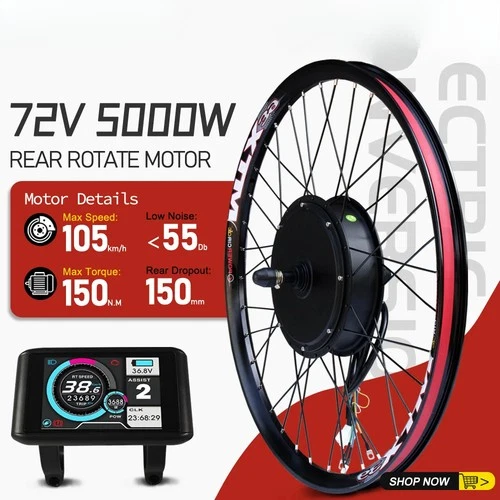 Mountain E-bike Conversion Kit 72V 5000W Rear Rotate Brushless Hub Motor Wheel