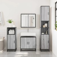 Waschbeckenunterschrank Grau Sonoma Holzwerkstoff Badezimmer 65X33X60 Cm
