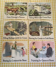 National Dairy Council 1954 Set Of 6 Ice Cream Themed Prints vintage