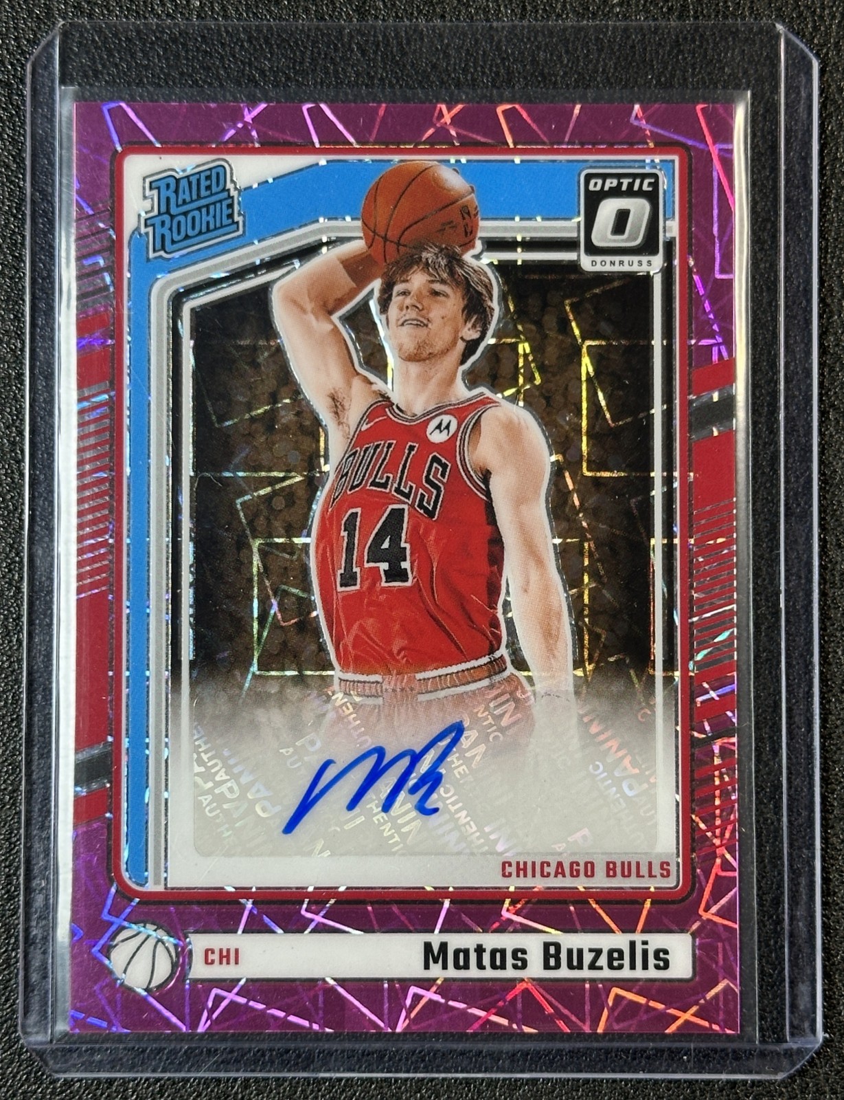 MATAS BUZELIS 2024-25 PANINI DONRUSS OPTIC #306 ROOKIE AUTO PINK VELOCITY 57/79