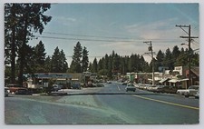 Clark Road Paradise California CA 1960s Postcard Business Signs Cars Gas Drug
