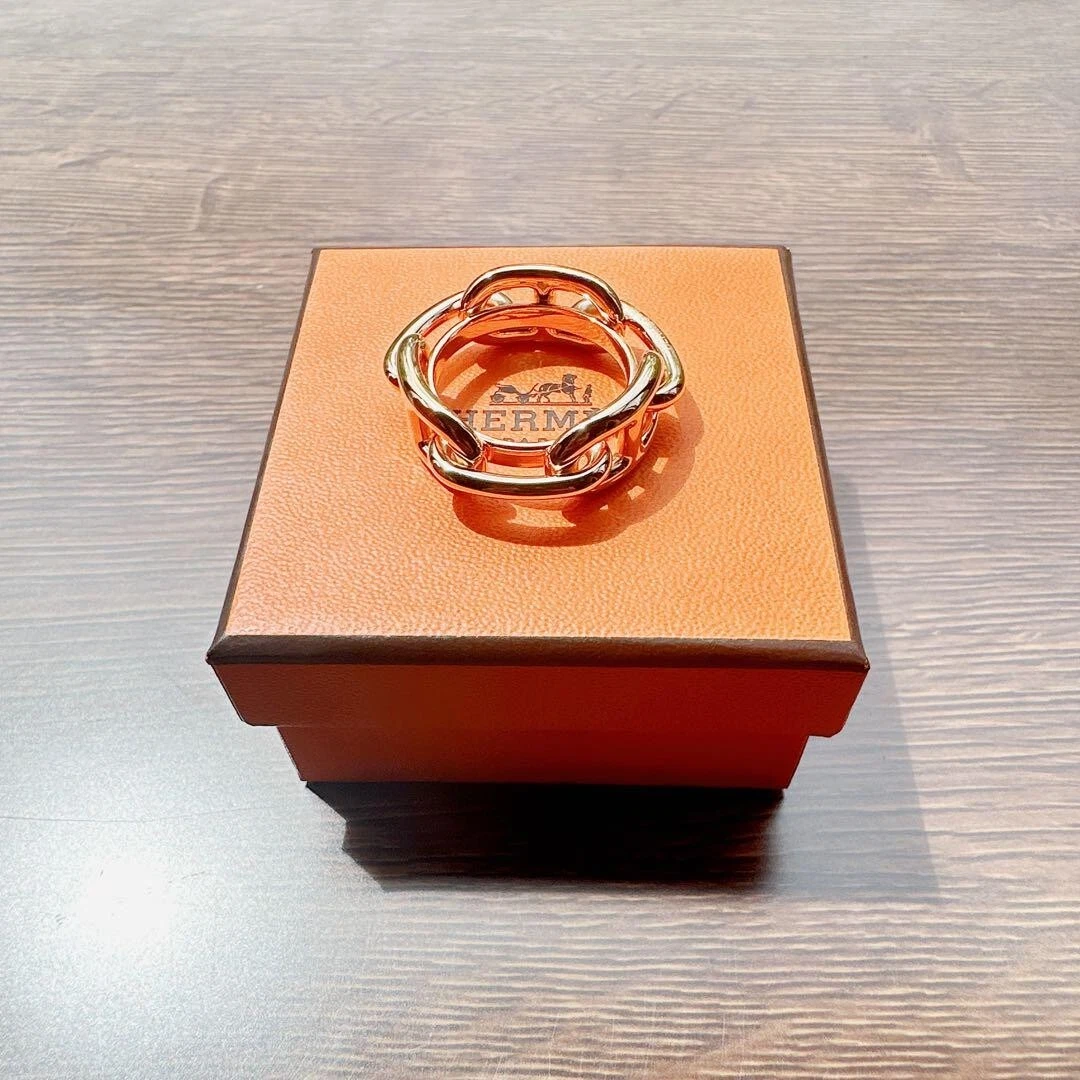 HERMES Regate Scarf Ring palladium plated Rose Gold New with Box