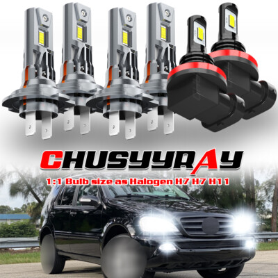 H7 H7 H11 6X 6K LED Headlight Fog Light Bulbs For Mercedes-Benz ML350 2003-2015