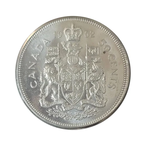 1962 canada 50 Cents Elizabeth II Silver Coin (MS-63 Cameo)