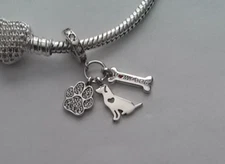 I Love My Dog Dangle Charm Dog - Paw - Bone