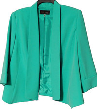 Black Label Evan Picone Suit Jacket Blazer Separate Womens 14 Green Lined Open