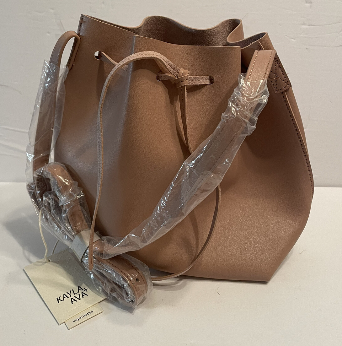 SALE NWT Kayla Ava Vegan Leather Bow Tie Bucket Bag in Dusty