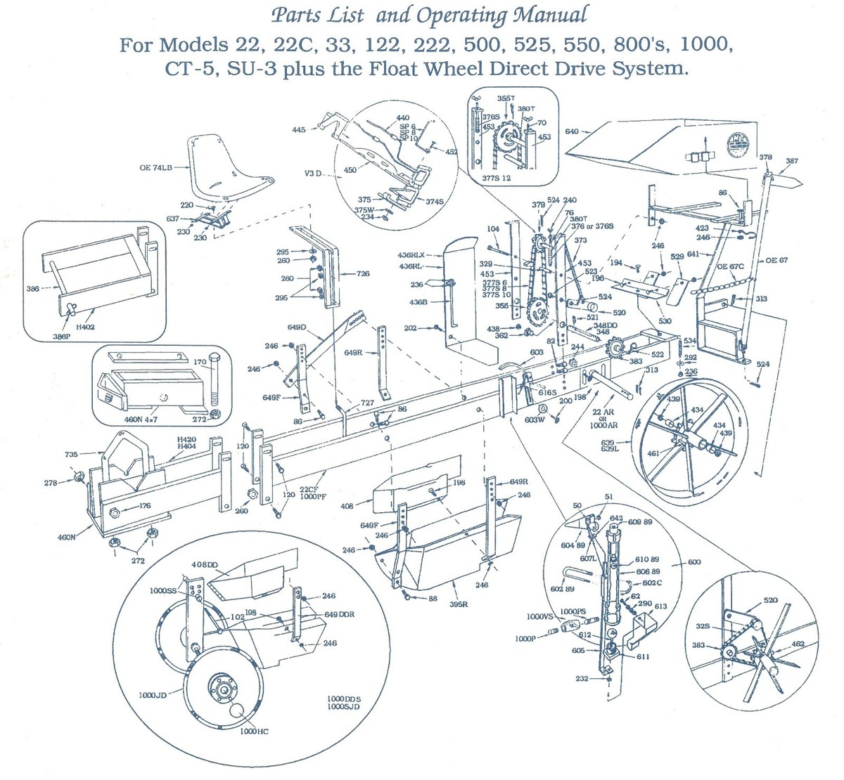 Mechanical Transplanter Planter Unit Parts List & Operating Manual