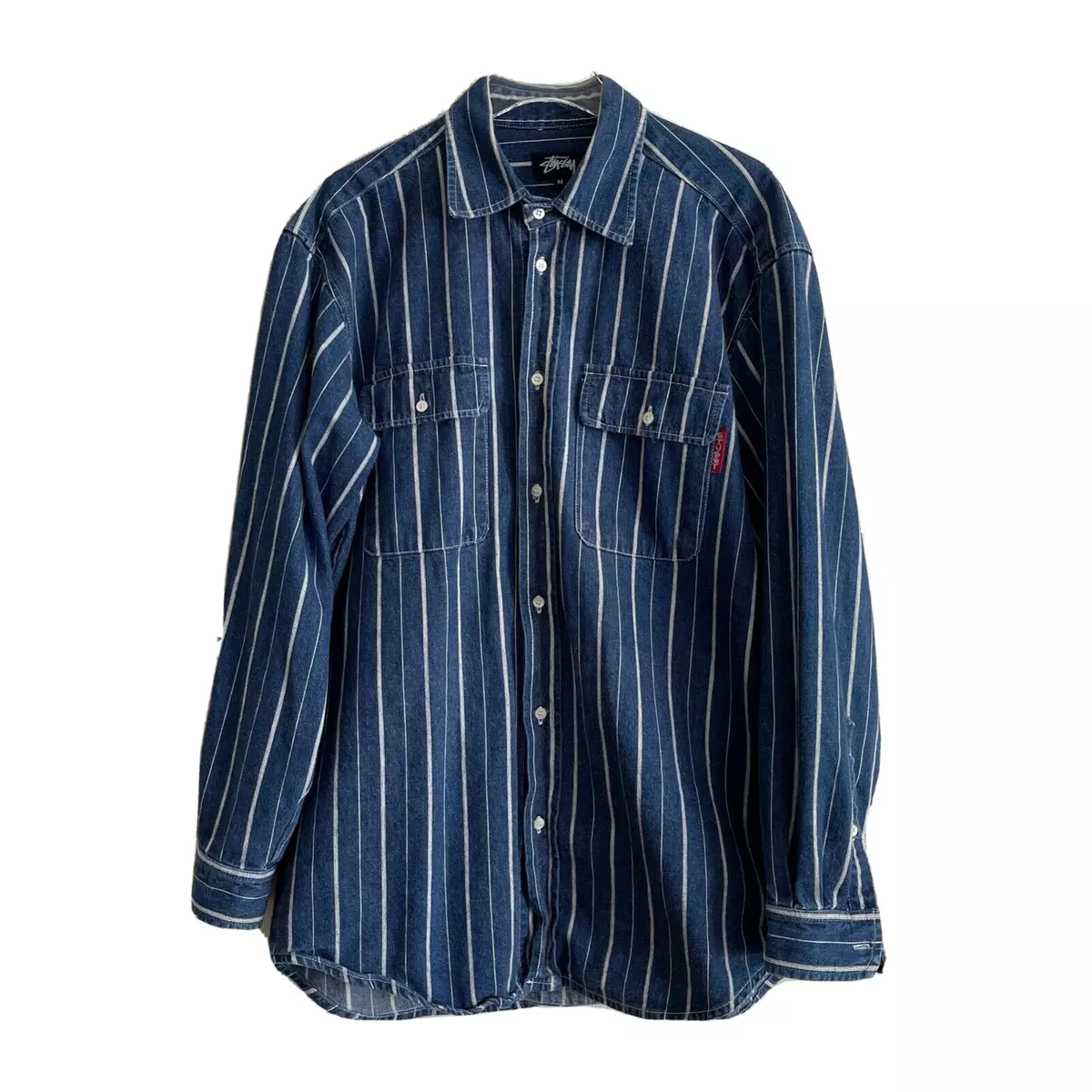 Vintage 90s Stussy Medium Men's Jacket Collar Denim Chore Shirt