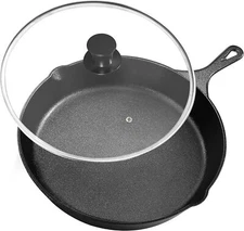 Utopia Kitchen Pre-Seasoned Cast Iron Skillet W/ Lid Nonstick Frying Pan-8 inch
