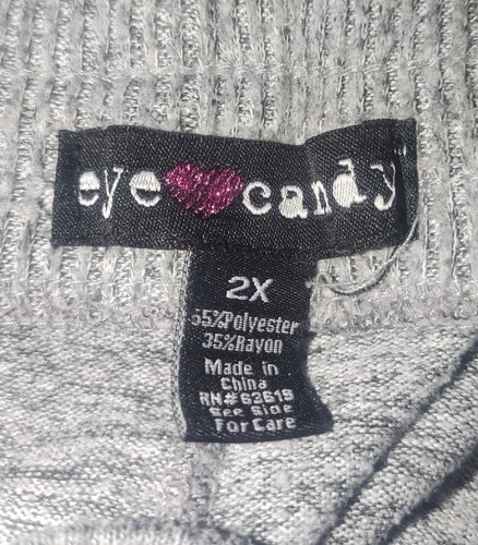 Eye Candy - Grey Leggings with White Lace Side Strip - Size 2X - Picture 3 of 4