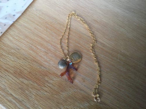 Collier Coquillage Avec Ambre Naturel - Bijou Ethnique Sans Marque - Neuf Sans Emballage