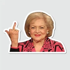 Betty White Middle Finger Sticker Decal