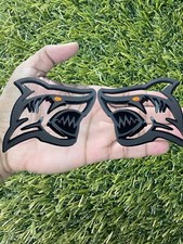 Color Changing Eye Shark Emblem Badges Set Of 2 Matte Black On Black New Color Changing Eye Shark Emblem Badges Set Of 2 Matte Black On Black New