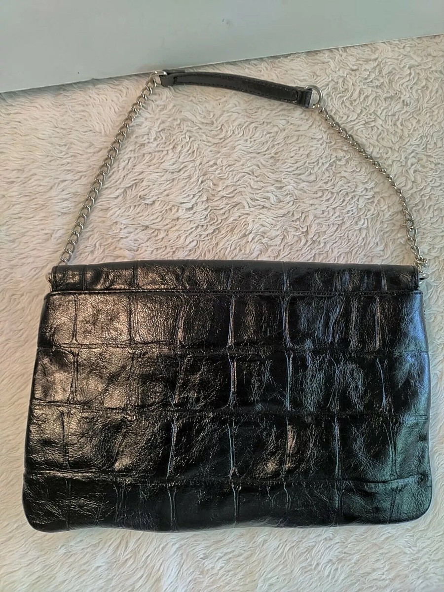 Nine West Black Crocodile Alligator Faux Leather Small