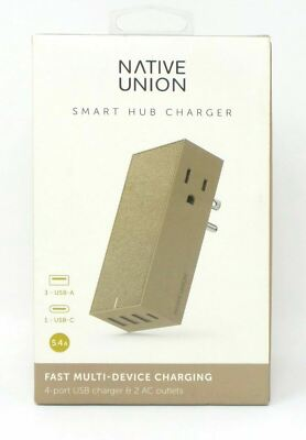 #ad #ad NEW Native Union Smart Hub Universal Power Adapter 4 Port USB TAUPE wall charger $11.95