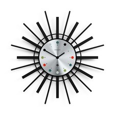 Newgate® - Stingray Wall Clock Black Sunray Contemporary Aluminium Dot Dial