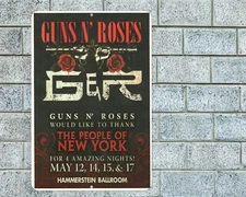 Guns N Roses New York Sign Aluminum Metal 8"x12" Garage Man Cave Classic Rock