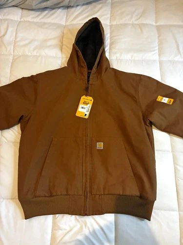 Carhartt J130 Active Jac Washed Duck Thinsulate Hooded Brown Men’s XL Loose - product listing photo