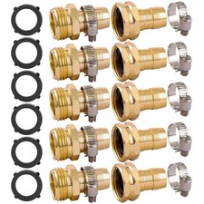 5 Set Brass Garden Hose Repair Connector Kit Fit for 3/4" or 5/8" Garden Hose