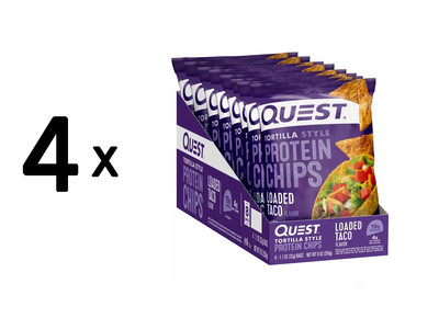 4 x Quest Nutrition Protein Tortilla Chips (8x32g) Loaded Taco (107,41 EUR/kg)