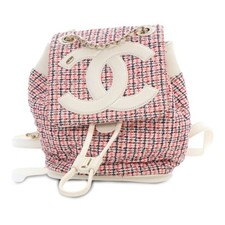 Chanel Tweed And Lambskin Cc Mania Backpack Women Red One Size