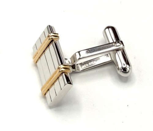 WEH Walter E Hayward 14K Ribbon Sterling Modernist Single Cufflink NOS 6.1g