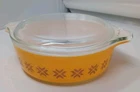 Vintage Pyrex Dish W/ Lid Town & Country Orange & Brown Star #471 Casserole