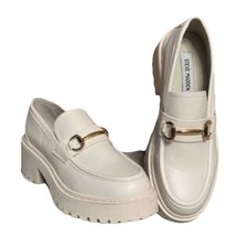 Steve Madden Trifecta Loafer Chunky White Faux Leather Size 7.5