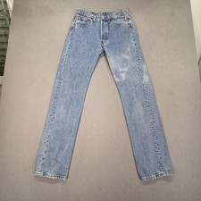 Vintage Levis 501 Jeans Womens Blue Made USA Button Fly Stained 90s Fits 25x30