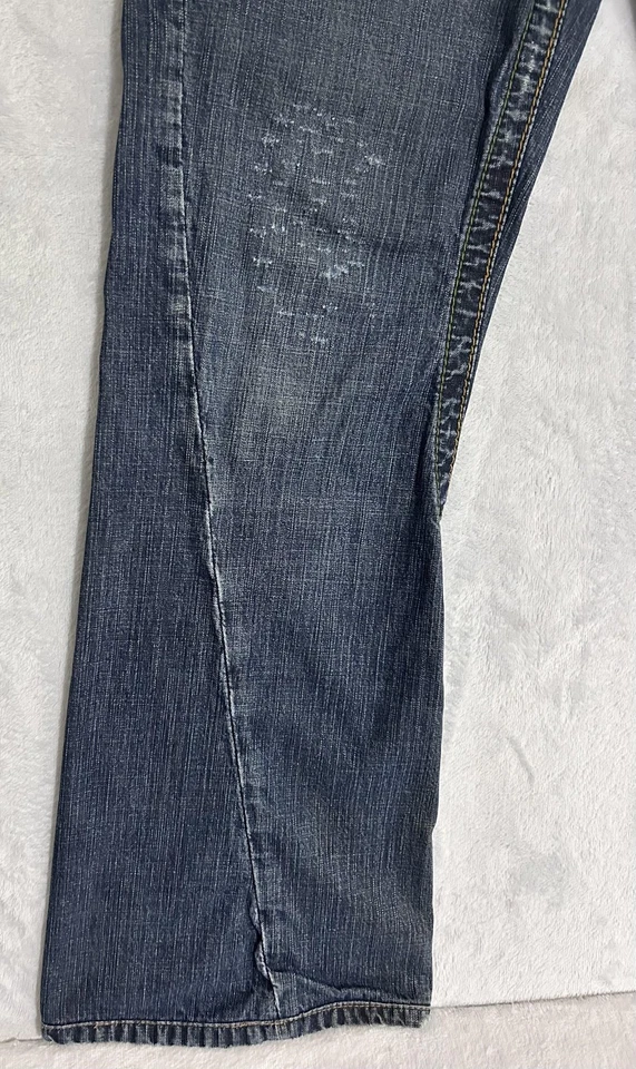 Pantalones de mezclilla Stitch's para hombre 30x30 Nebraska Bootcut Spur desgastados dobladillos retorcidos Foto 3 de 4