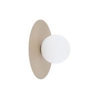 Wandlampe Glas Metall Weiß Sandfarben G9 H:25 Cm Kugel Schirm Wandleuchte Flur