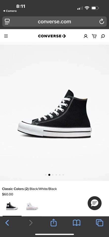 Converse Youth Chuck Taylor All Star EVA Lift Platform Shoe Style# 372859F, Sz 4 - Image 3 of 4