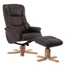 Cairo Swivel Recliner Chair in Brown Plush Faux Leather - Customer Return