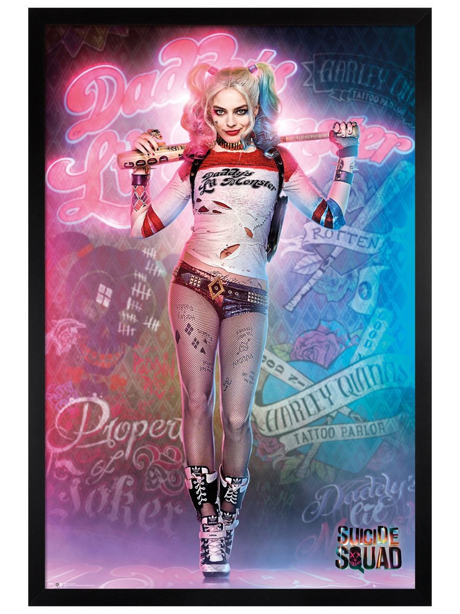 Suicide Squad Harley Quinn Stand - Black Wooden Framed