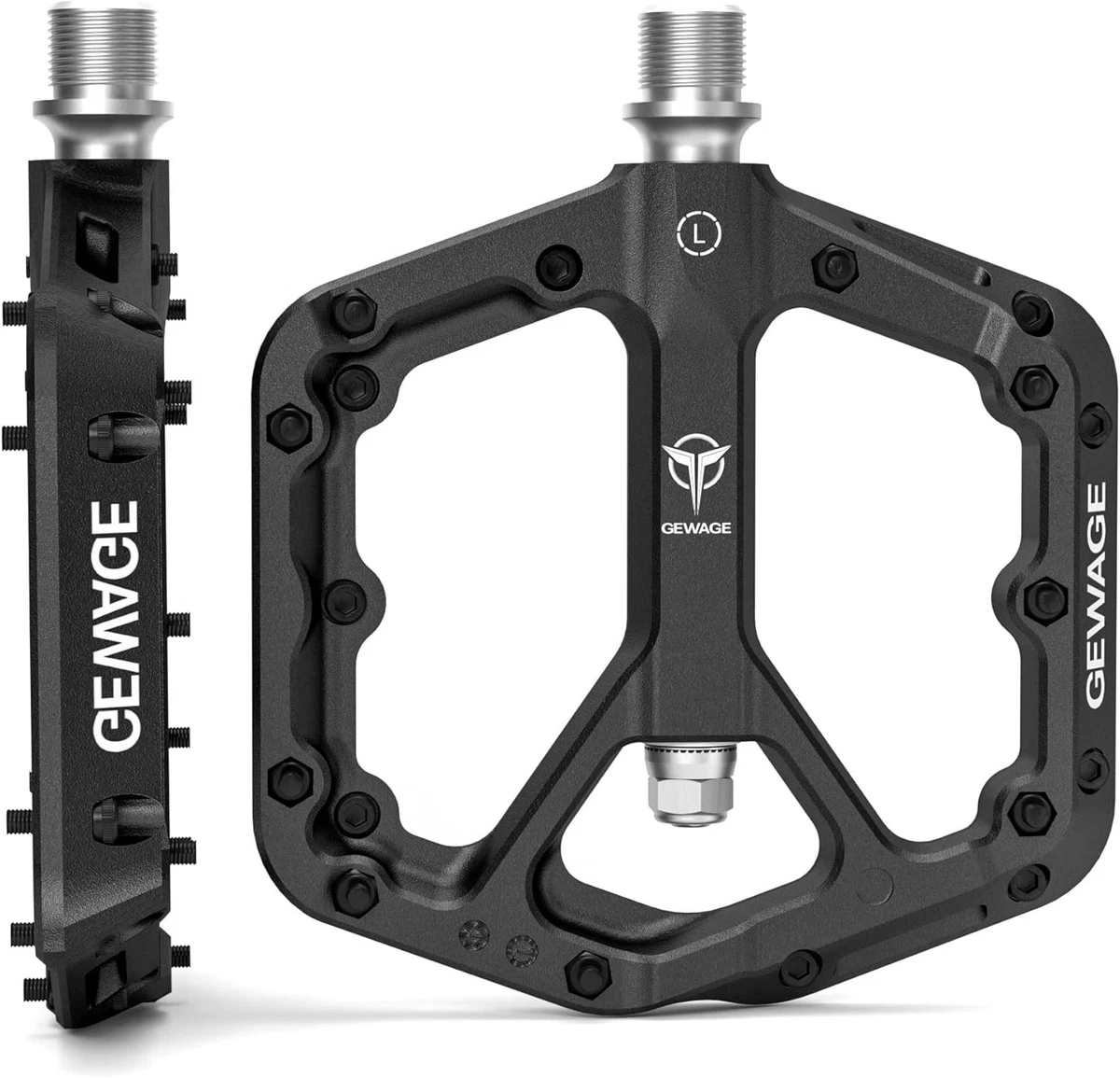 Pedali RMS In Nylon Per MTB – Coppia Pedalini Mountain Bike Neri Con Grip Antiscivolo