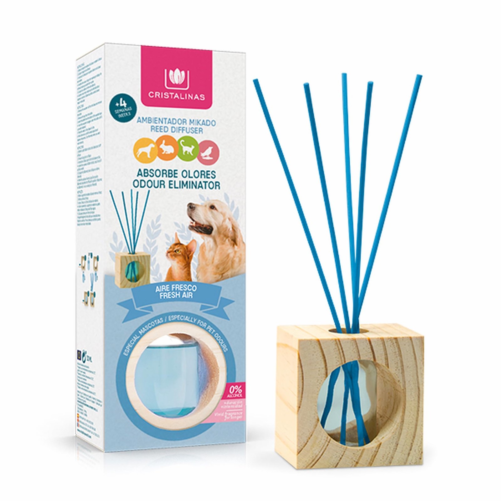 Cristalinas Pet Odour Eliminating, Reed Diffuser 30 ml (Pack of 1), Blue