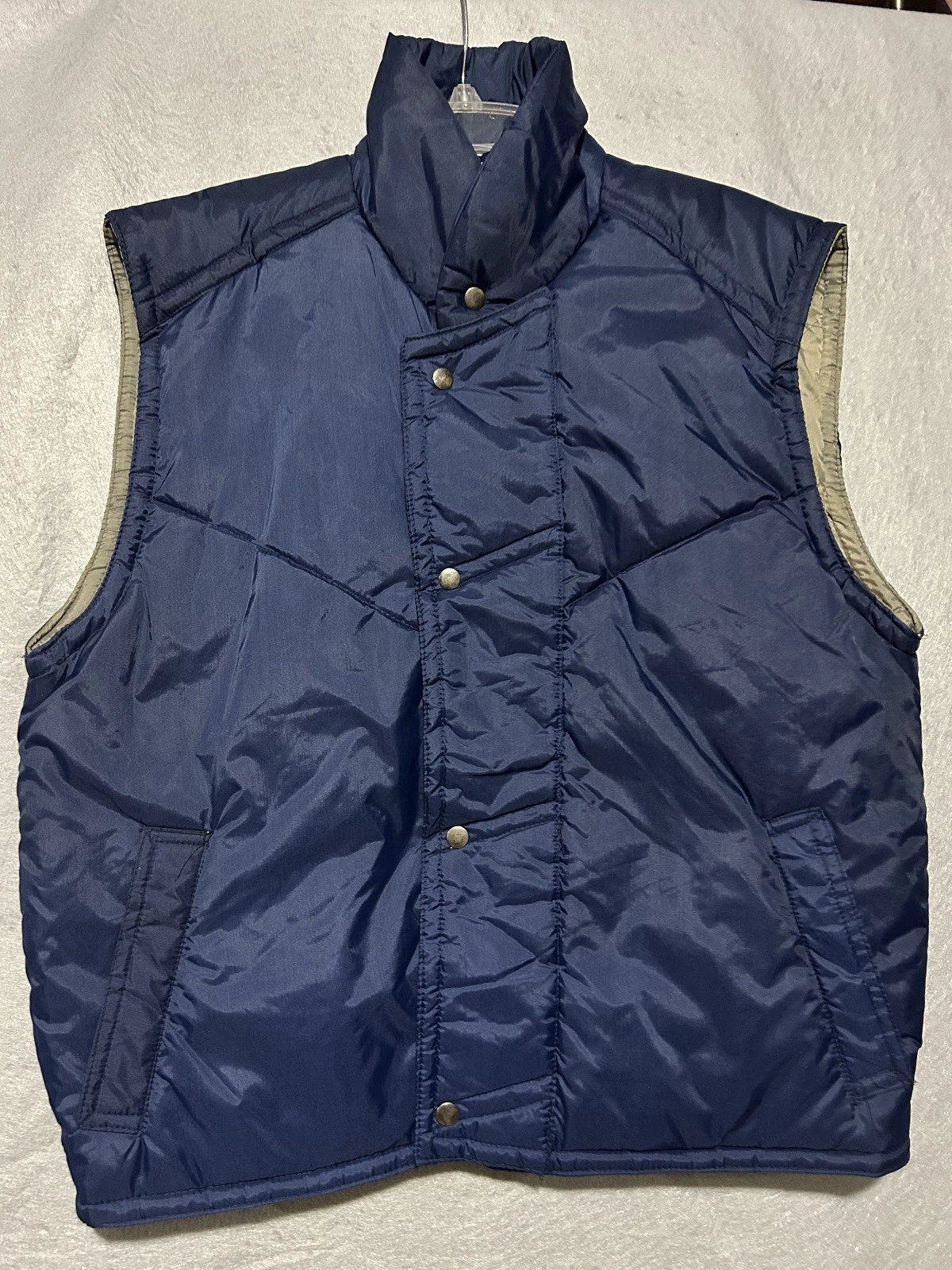 Vintage Ozark Trail Snap Closure Insulated Puffer Vest Navy Blue Mens Size XL