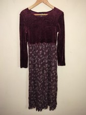 Vtg Carole Little Velvet Floral Crinkle Maxi Dress 2 Women's 90s Dark Romance