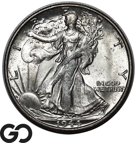 1944-S Walking Liberty Half Dollar, Swirling Luster, Gem BU