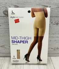 Hanes 1 Nude Mid Thigh Body Shaper Underwear Womens Size L Large Shaper Garment