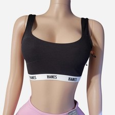 New Hanes Originals Women's ComfortFlex Seamless Rib Scoop Crop Bralette Medium